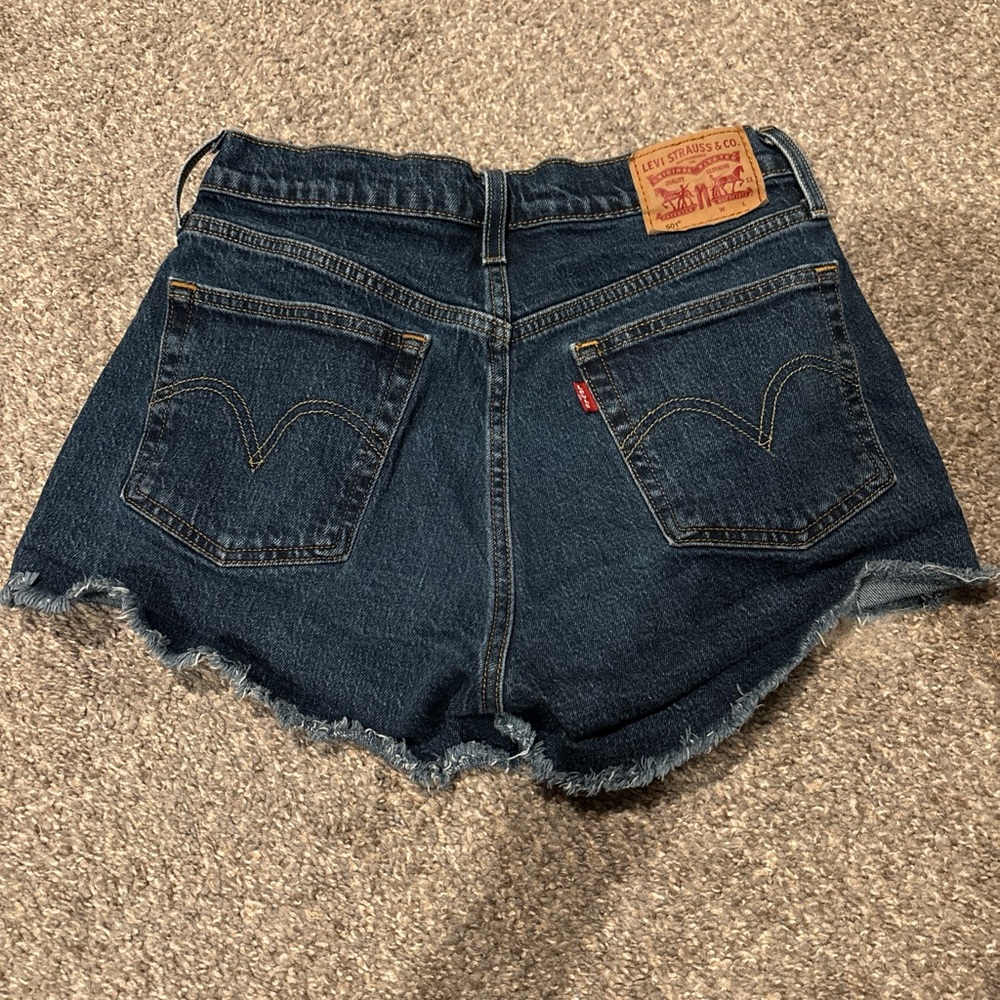 Levi's Blue Jean Shorts with Frayed Hem